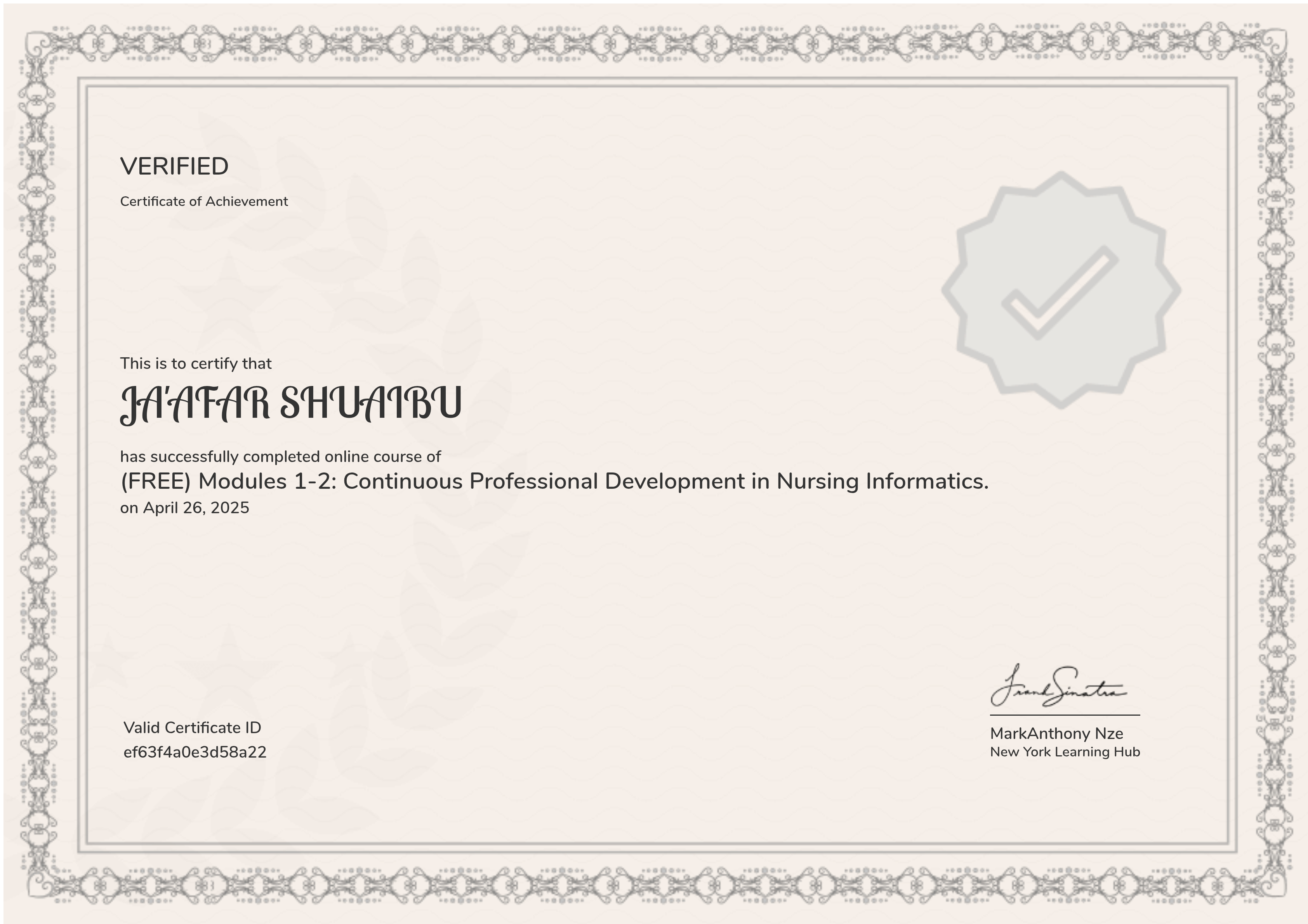(FREE) Modules 1-2: Continuous Professional Development in Nursing Informatics.